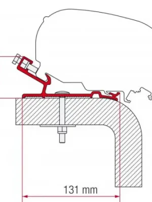Adaptér na uchycení markýzy Fiamma F65 a F80S delky 490 cm na střechu Hymer Autentický