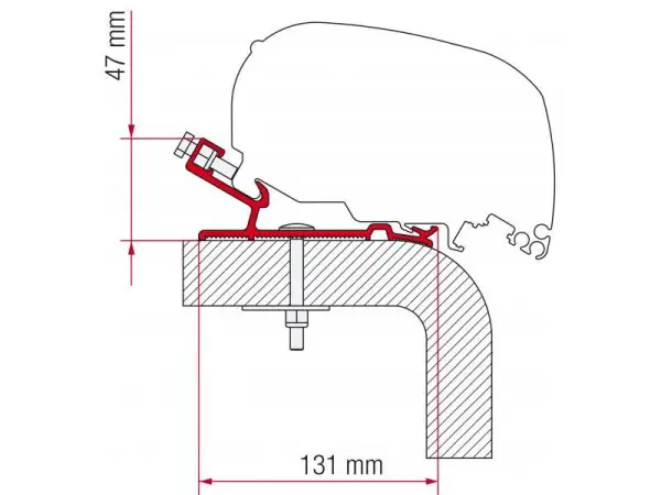 Adaptér na uchycení markýzy Fiamma F65 a F80S delky 400 cm na střechu Hymer Horká Nabídka