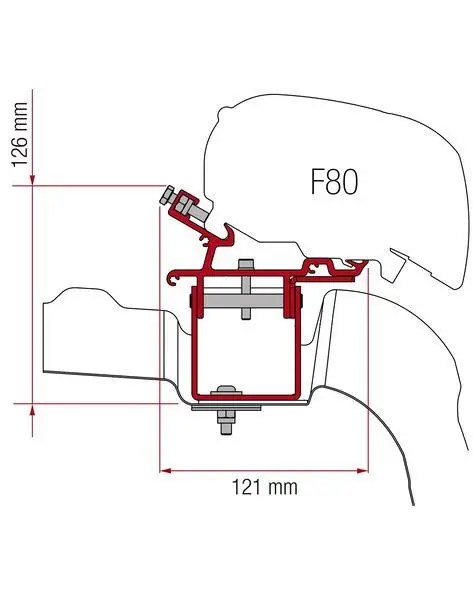 Adaptér na uchycení markýzy Fiamma F65eagle a F80S do delky 320 cm na střechu bez střešní kolejnice VW Crafter/Man TGE L3/H3 (2017-) černý Odeslání Ihned