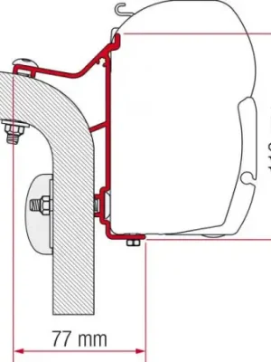 Adaptér na uchycení markýzy Fiamma F45 a F70 delky 450 cm na stěnu Hymer Van/B2 Pouze Dnes