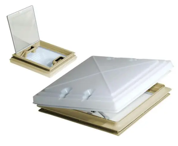 Časově Omezené Výklopné střešní okno MPK Model 42 - 400x400 mm mléčné sklo béžový rám