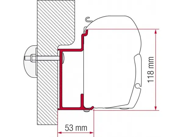 Horká Nabídka Adaptér na uchycení markýzy Fiamma F45S a F70 delky 450 cm na stěnu Eura Mobil/Karmann