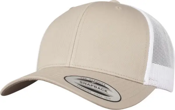 Tovární Cena Čepice kšiltovka FLEXFIT Yupoong, Trucker, síťkovaná, khaki-bílá