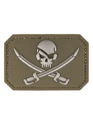 Akce Nášivka 3D SKULL W.SWORDS PVC M.KLETT OLIV, 5.5*7.5cm
