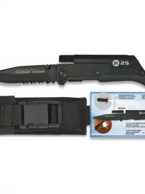 Bezpečná Platba Nůž zavírací Albainox K25 FOS Black - s baterkou a křesadlem