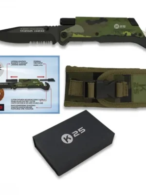 Nejprodávanější Nůž zavírací Albainox K25 FOS Jungle Camo - s baterkou a křesadlem