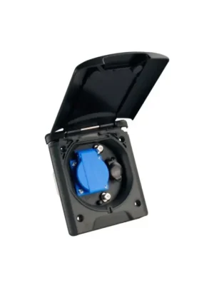 Ověřený Venkovní zásuvka na 12V/230V s magnetickým zámkem - černá