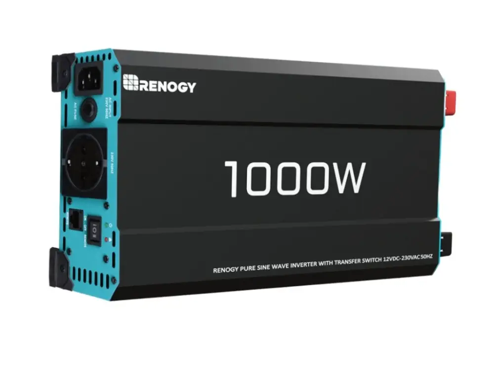 Originální Renogy 1000W 12V měnič napětí čistá sinusoida, integrovaný automatický stykač 220V/12V