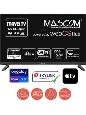 Pouze Dnes Televize MASCOM TVMC28TFW11, WebOS, DVB-T2/S2, WIFI, 12V DC Travel TV