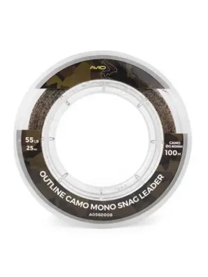 Avid Carp Šokový Vlasec Outline Camo Mono Snag Leader 100 m - 0,70 mm 32 kg Top Prodej