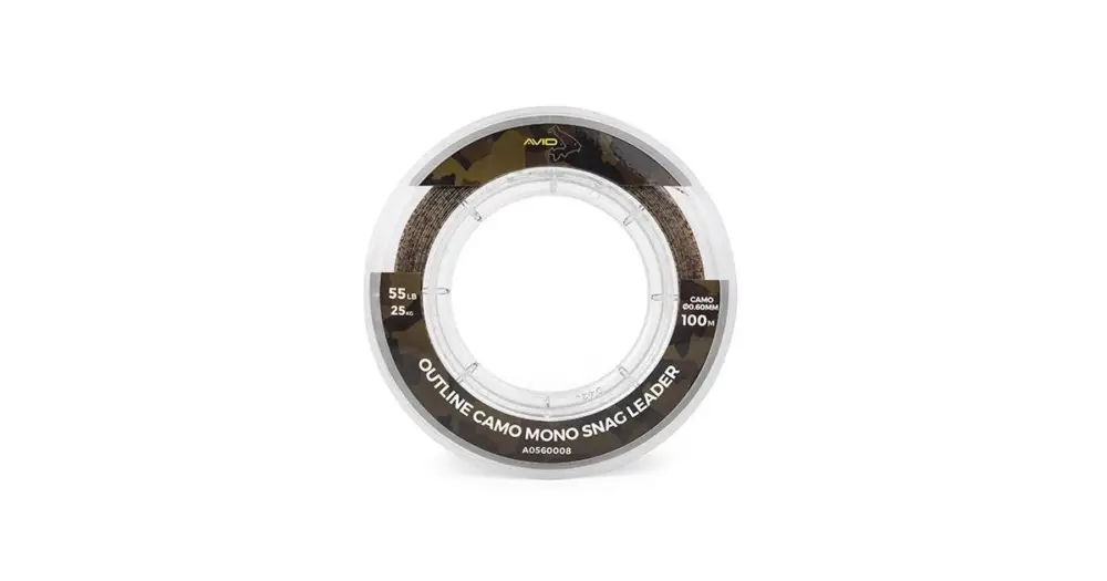 Avid Carp Šokový Vlasec Outline Camo Mono Snag Leader 100 m - 0,70 mm 32 kg Top Prodej