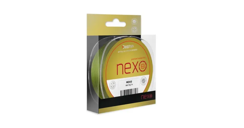 Rychlé Dodání Delphin Splétaná Šňůrka Nexo 8 Green - Průměr 0,25 mm / Nosnost 41,6 lb / Návin 130 m