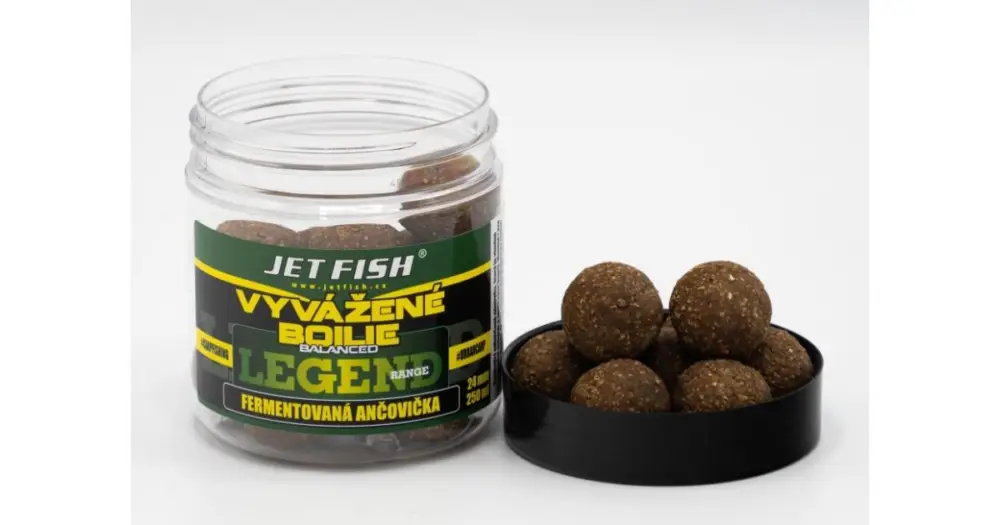 Jet Fish Vyvážené Boilie Legend Range Fermentovaná Ančovička 250 ml - 20 mm Autentický