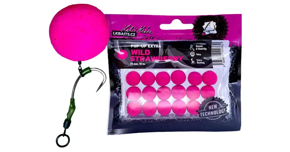 Doprava Zdarma LK Baits Plovoucí Boilie Pop-Up Extra Wild Strawberry - 14 mm 18 ks