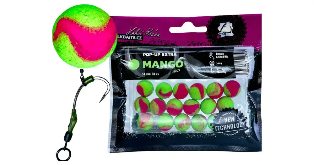 Finální Výprodej LK Baits Plovoucí Boilie Pop-Up Extra Mango - 14 mm 18 ks