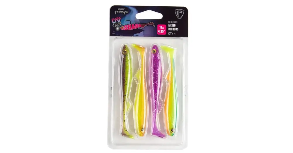 Vrácení Zdarma Fox Rage Gumová Nástraha Slick Shad UV Mixed Colour Packs - Délka 11 cm