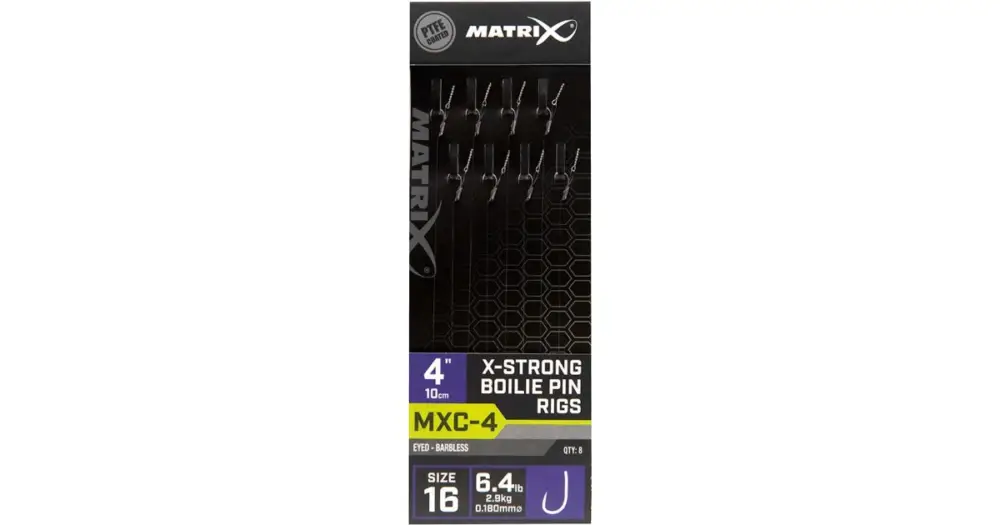Matrix Návazec MXC-4 X-Strong Boilie Pin Rigs Barbless 10 cm - Size 16 0,18 mm Výprodej