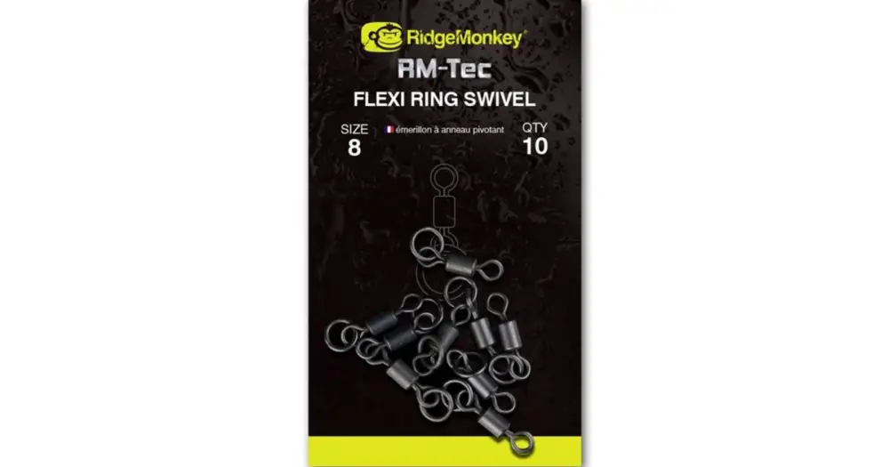 RidgeMonkey Obratlík RM-Tec Flexi Ring Swivel 10 ks - Velikost 8 Nízká Cena