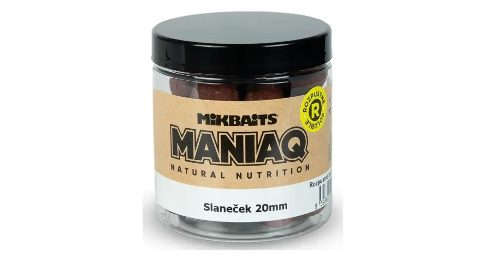 Mikbaits Rozpustné Boilies ManiaQ Slaneček 250 ml - 20 mm Značkový