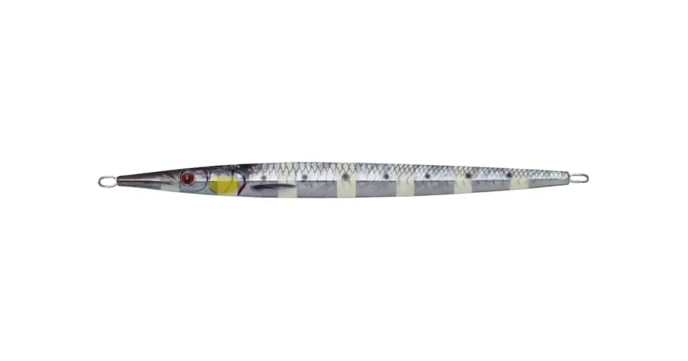 Dokud Zásoby Vydrží Savage Gear 3D Needle Jig Sinking Glow Zebra PHP - 15 cm 40 g