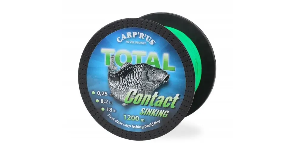 Carp´R´Us Splétaná Šňůra Total Contact Sinking Green 0,25 mm 8,2 kg - 300 m Akční Cena
