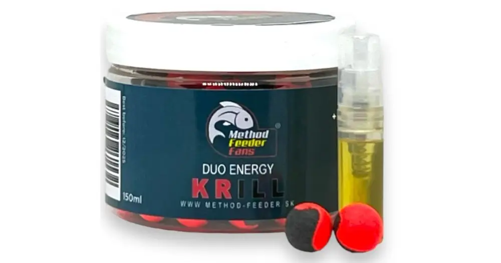 Method Feeder Fans Pop Up Duo Energy 12 mm 100 ml + Sprej Esence 2 ml - Krill Novinka