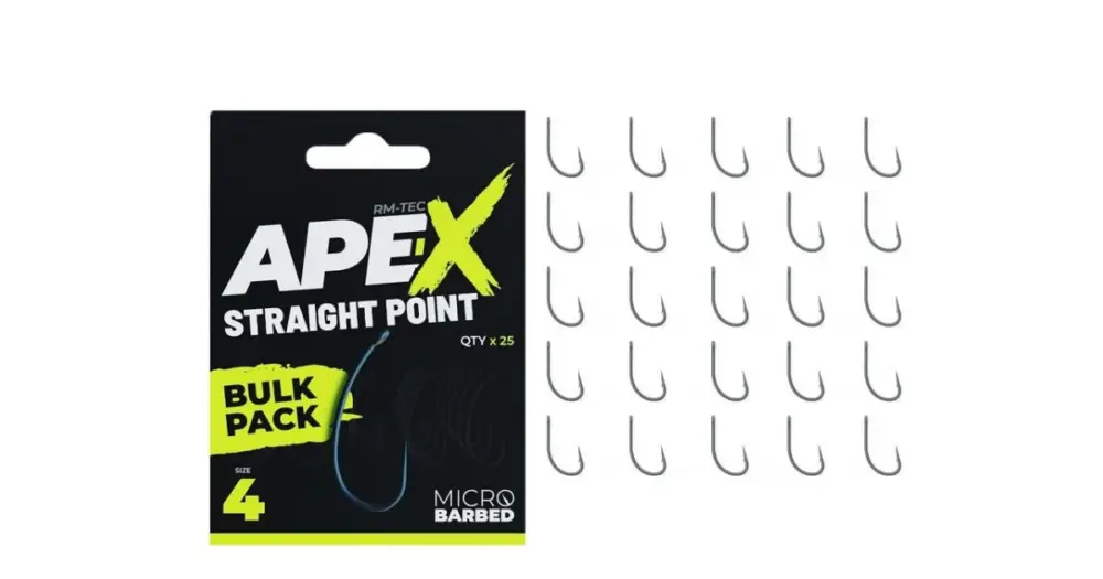 RidgeMonkey Háčky Ape-X Straight Point Bulk Pack 25 ks Zlevněný