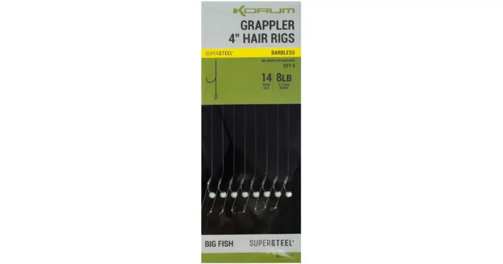 Korum Návazec Grappler 4” Hair Rigs Barbless 10 cm - Velikost Háčku 14 Průměr 0,23 mm Nosnost 8 lb Expresní Doručení