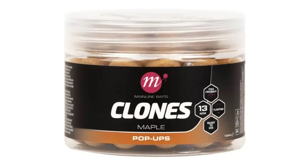 Mainline Plovoucí Boilies Clones Pop Ups 13 mm 150 ml Maple Výhodná Nabídka