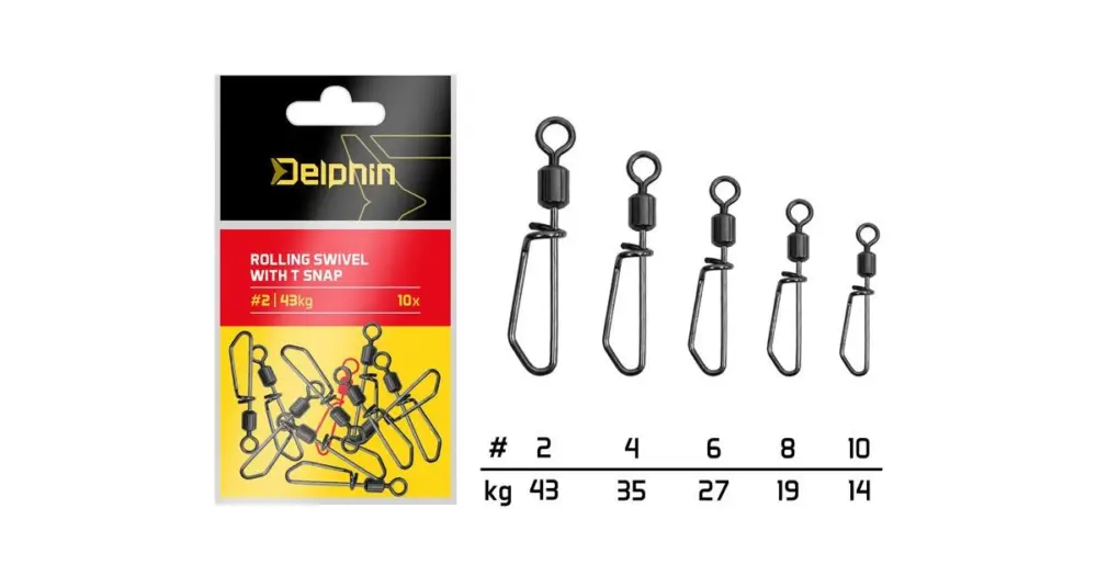 Kup Teď Delphin Karabinka S Obratlíkem Rolling Swivel With T Snap 10 ks