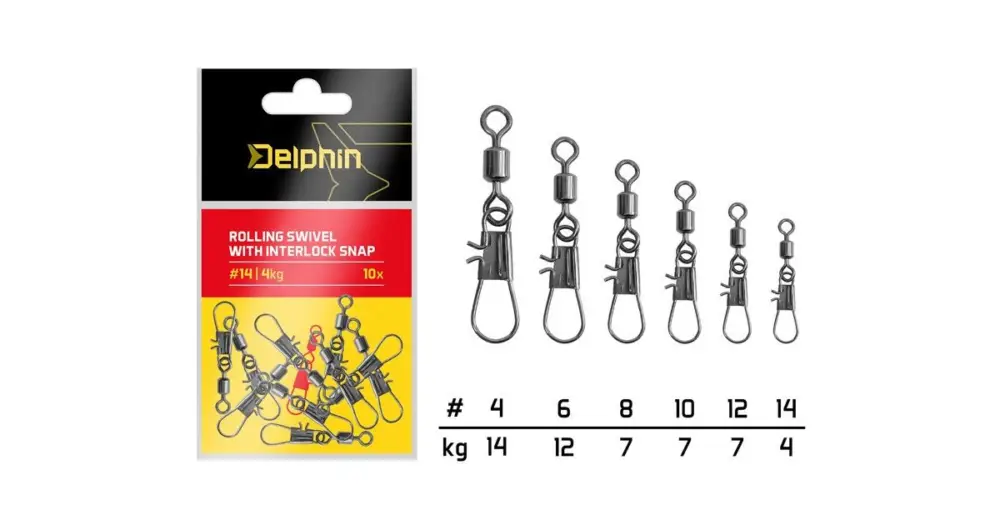 Delphin Karabinka S Obratlíkem Rolling Swivel With Interlock Snap 10 ks Speciální Cena