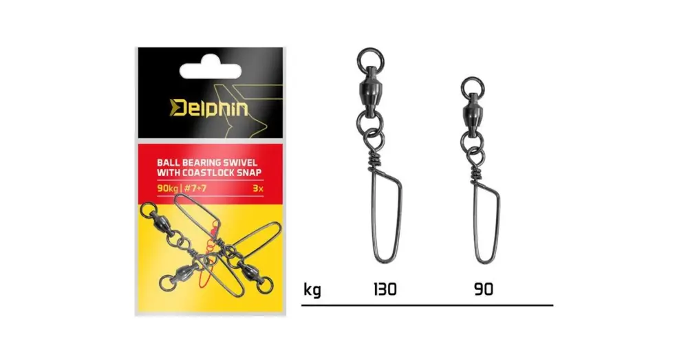 Delphin Karabinka S Obratlíkem Ball Bearing Swivel With Coastlock Snap 3 ks Výprodej