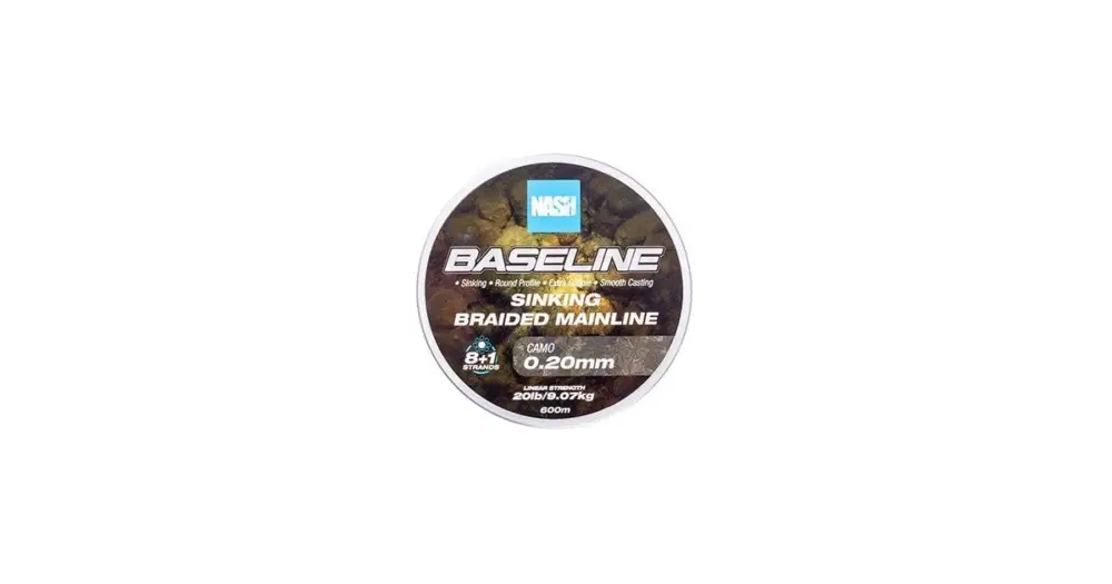 Výhodná Nabídka Nash Splétaná Šňůra Baseline Sinking Braid Camo 600 m - 0,20 mm 9,07 kg