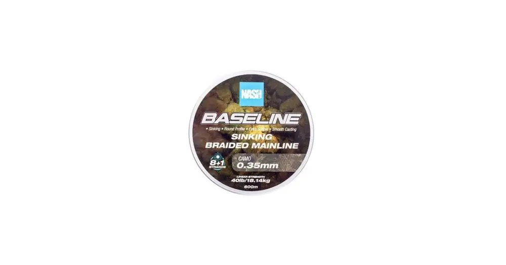 Nash Splétaná Šňůra Baseline Sinking Braid Camo 600 m - 0,35 mm 18,14 kg Horká Nabídka