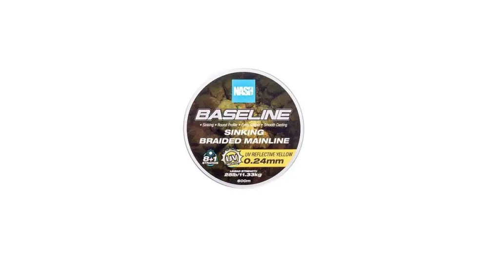 Nash Splétaná Šňůra Baseline Sinking Braid UV Yellow 600 m - 0,24 mm 11,33 kg Top Prodej