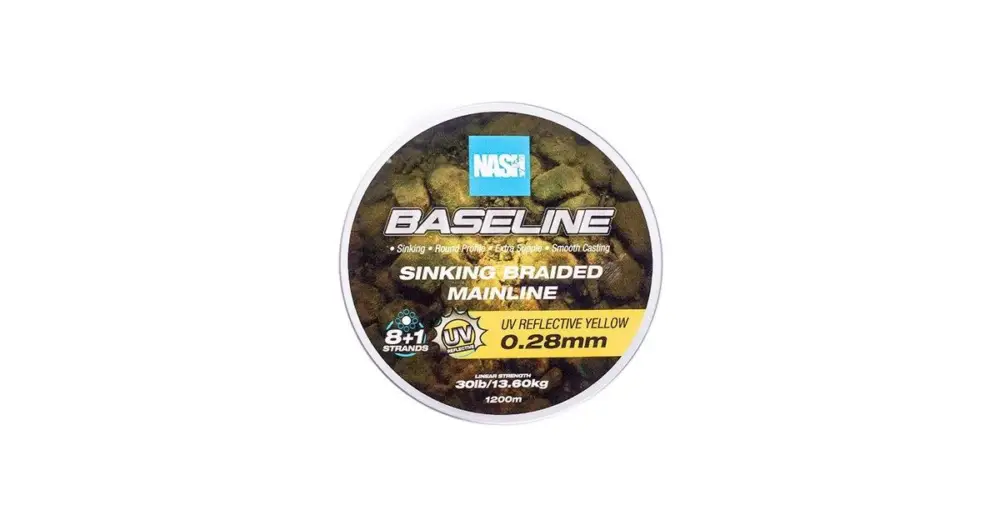 Nash Splétaná Šňůra Baseline Sinking Braid UV Yellow 1200 m - 0,28 mm 13,6 kg Rychlé Dodání