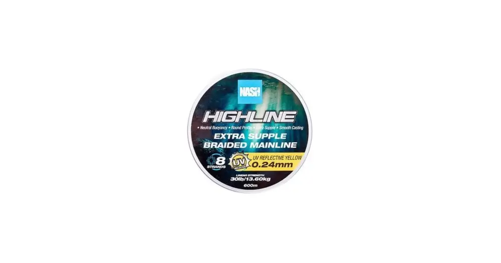 Nash Splétaná Šňůra Highline Extra Supple Braid UV Yellow 600 m - 0,24 mm 13,6 kg Nejlepší Volba