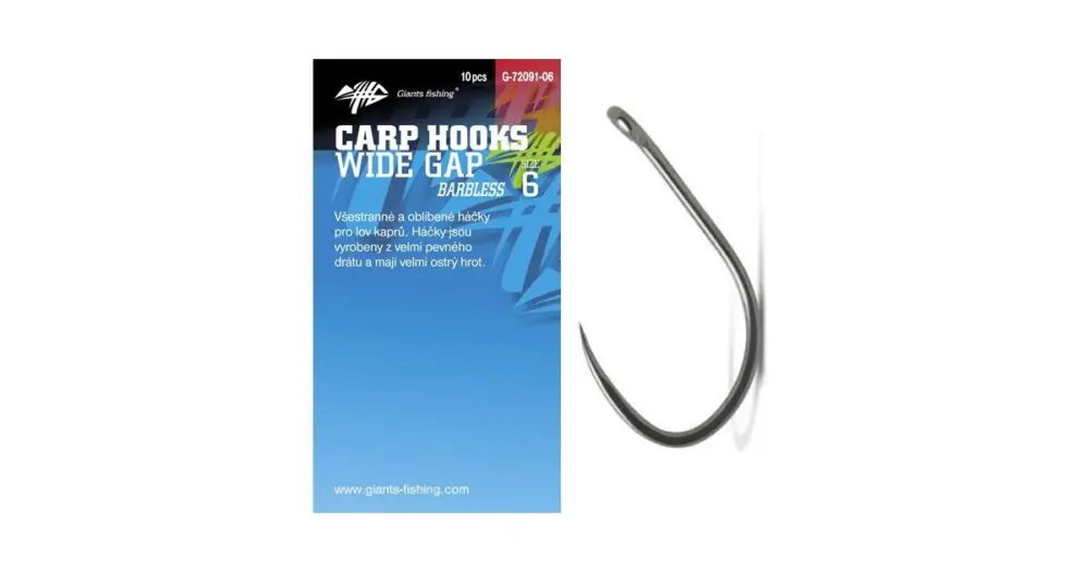 Giants Fishing Háček Carp Hooks Wide Gape Bez Protihrotu 10 ks Vrácení Zdarma
