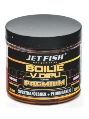 Akční Nabídka Jet Fish Boilie V Dipu Premium Clasicc 200 ml 20 mm - Švestka Česnek