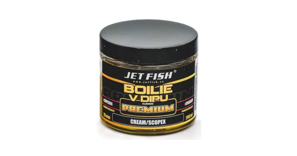 Jet Fish Boilie V Dipu Premium Clasicc 200 ml 20 mm - Cream Scopex Nová Kolekce