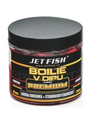 Akční Nabídka Jet Fish Boilie V Dipu Premium Clasicc 200 ml 20 mm - Jahoda Brusinka