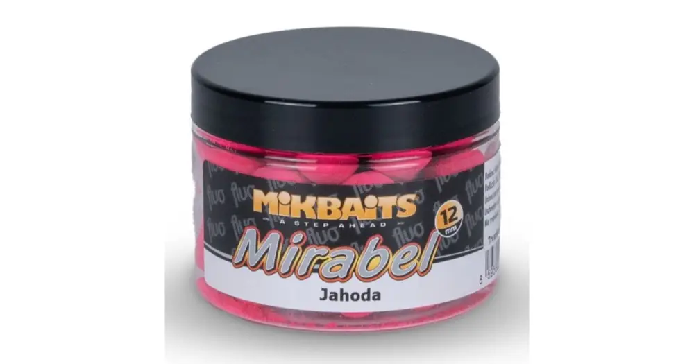 Mikbaits Mirabel Fluo boilie 150 ml 12 mm - Jahoda Výprodej
