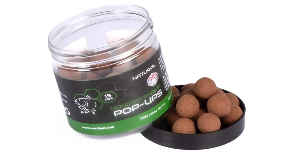 Super Cena Nash Plovoucí Boilie Pop Ups Monster Shrimp Natural 75 g - 12 mm