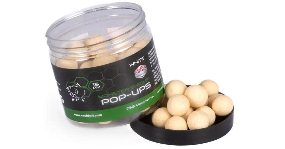 Nash Plovoucí Boilie Pop Ups Monster Shrimp White 75 g - 12 mm Originální