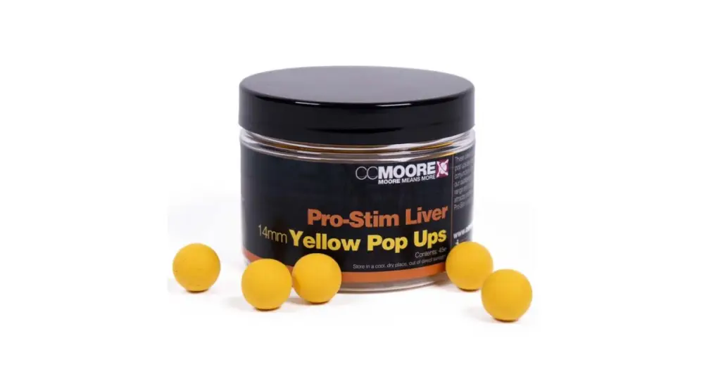 CC Moore Plovoucí Boilie Pro-Stim Liver Yellow Pop Ups 14 mm 45 ks Vrácení Zdarma