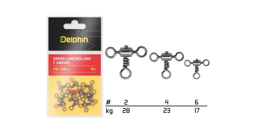 Přímo Od Výrobce Delphin Obratlík Cross-Line Rollin T Swivel 10 ks - Velikost 2 Nosnost 28 kg