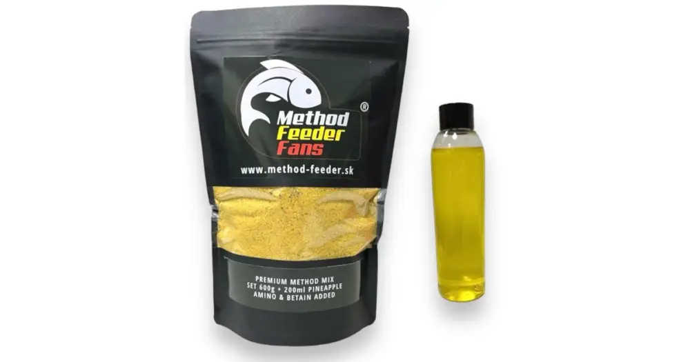 Novinka Method Feeder Fans Premium Method Mix Set 600 g + 200 ml Booster - Ananas