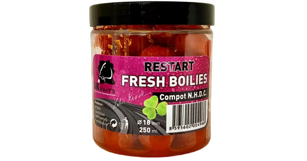 Sezónní Sleva LK Baits Boilie Fresh Restart Compot NHDC - 18 mm 250 ml