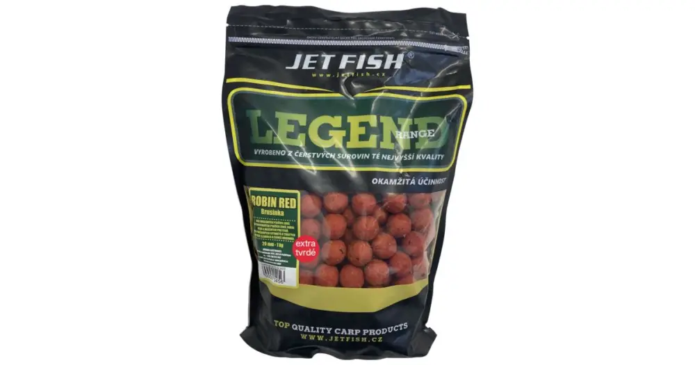 Top Prodej Jet Fish Extra Tvrdé Boilie Legend Range Robin Red Brusinka 250 g - 30 mm