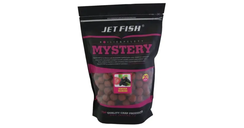 Speciální Cena Jet Fish Boilie Mystery Jahoda Moruše - 250 g 20 mm
